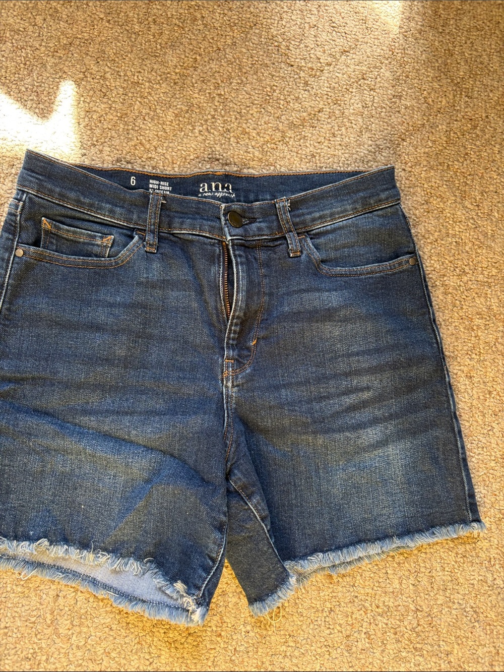 a.n.a Dark Blue Frayed Hem Denim Shorts